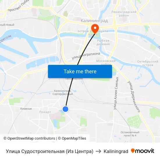 Улица Судостроительная (Из Центра) to Kaliningrad map
