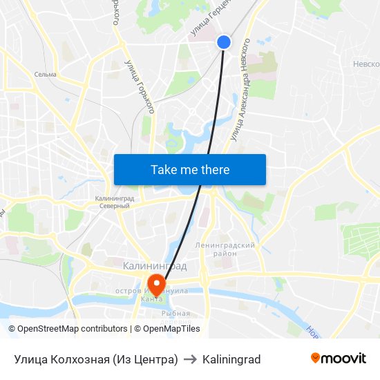 Улица Колхозная (Из Центра) to Kaliningrad map