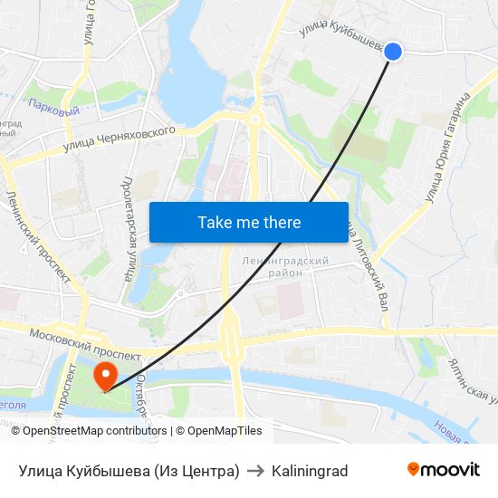 Улица Куйбышева (Из Центра) to Kaliningrad map