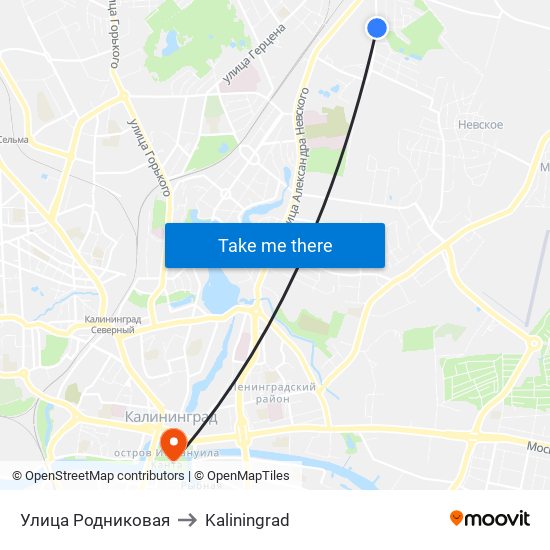 Улица Родниковая to Kaliningrad map
