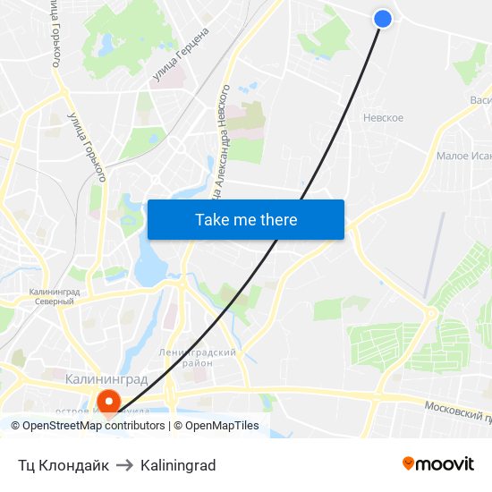 Тц Клондайк to Kaliningrad map