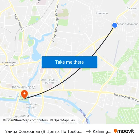 Улица Совхозная (В Центр, По Требованию) to Kaliningrad map