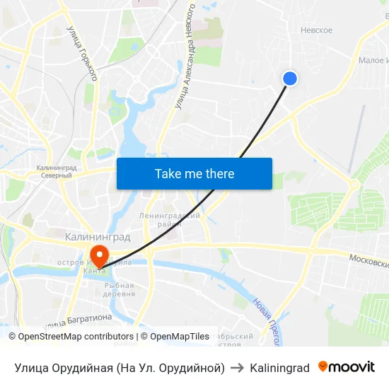 Улица Орудийная (На Ул. Орудийной) to Kaliningrad map
