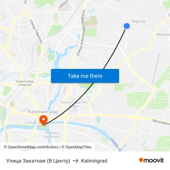Улица Закатная (В Центр) to Kaliningrad map