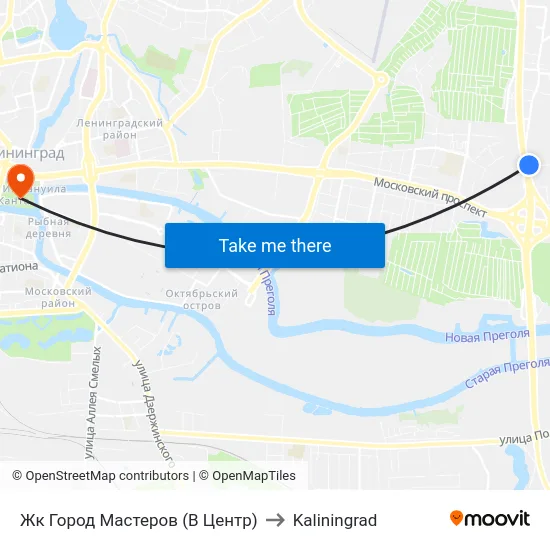 Жк Город Мастеров (В Центр) to Kaliningrad map