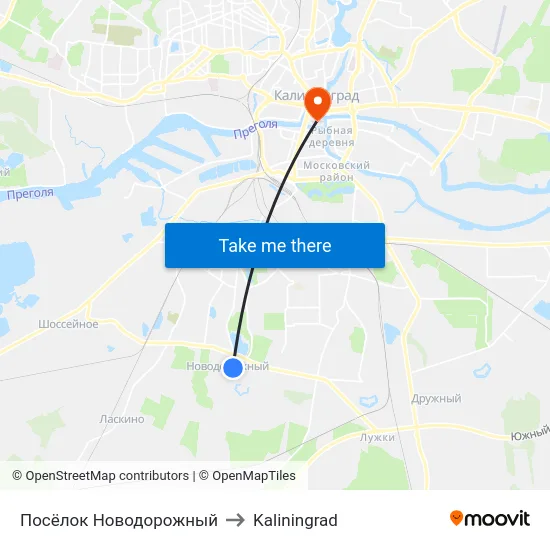Посёлок Новодорожный to Kaliningrad map
