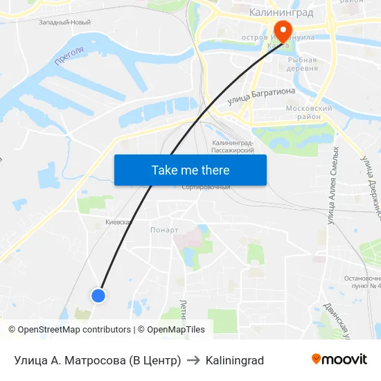 Улица А. Матросова (В Центр) to Kaliningrad map
