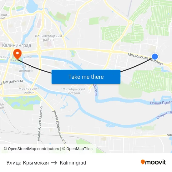 Улица Крымская to Kaliningrad map