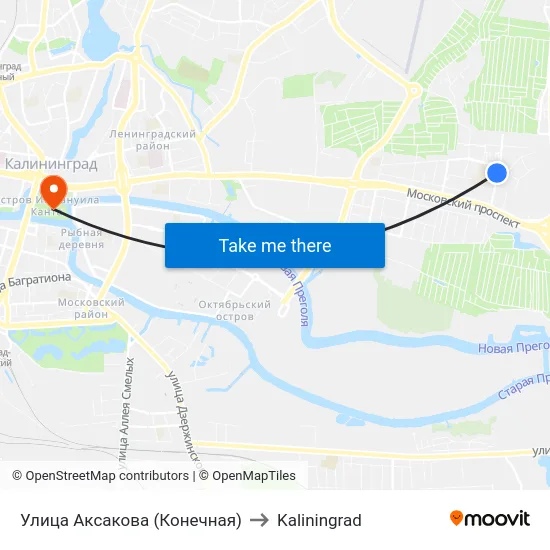Улица Аксакова (Конечная) to Kaliningrad map