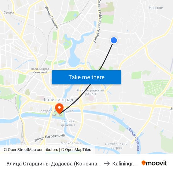 Улица Старшины Дадаева (Конечная) to Kaliningrad map