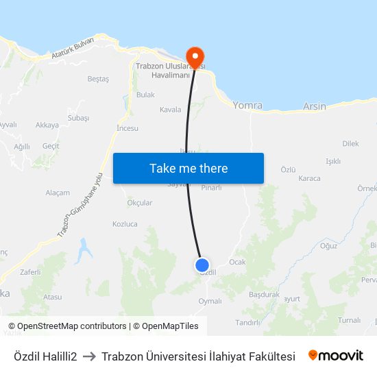 Özdil Halilli2 to Trabzon Üniversitesi İlahiyat Fakültesi map