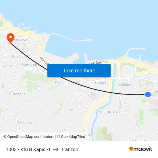 1003 - Ktü B Kapısı-1 to Trabzon map