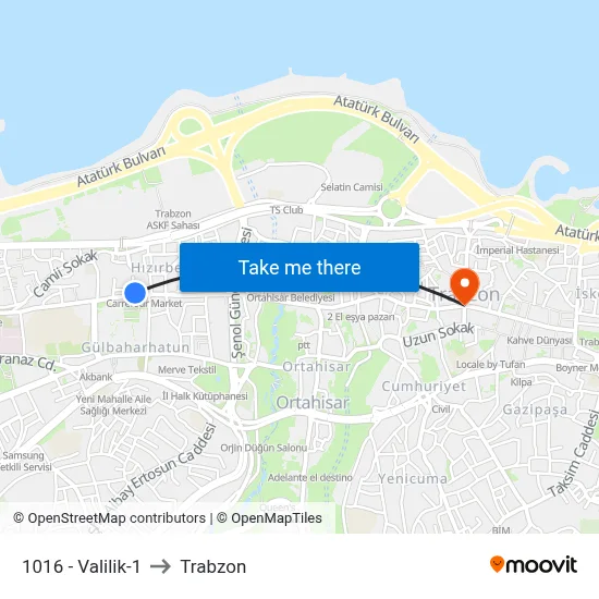 1016 - Valilik-1 to Trabzon map