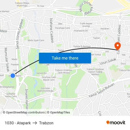 1030 - Atapark to Trabzon map