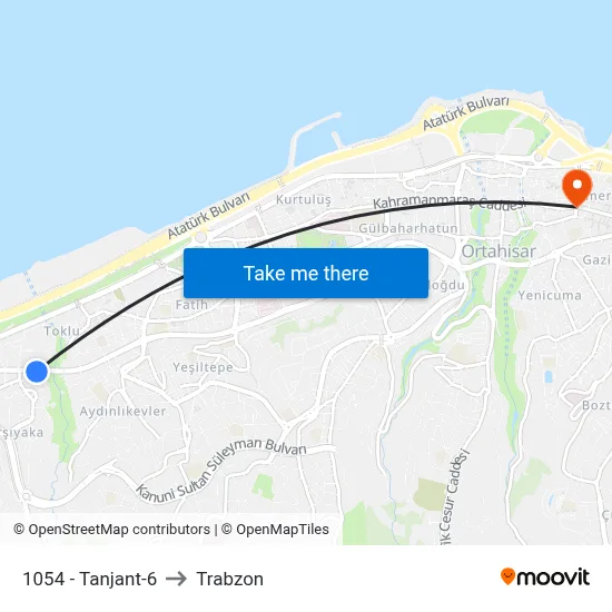 1054 - Tanjant-6 to Trabzon map