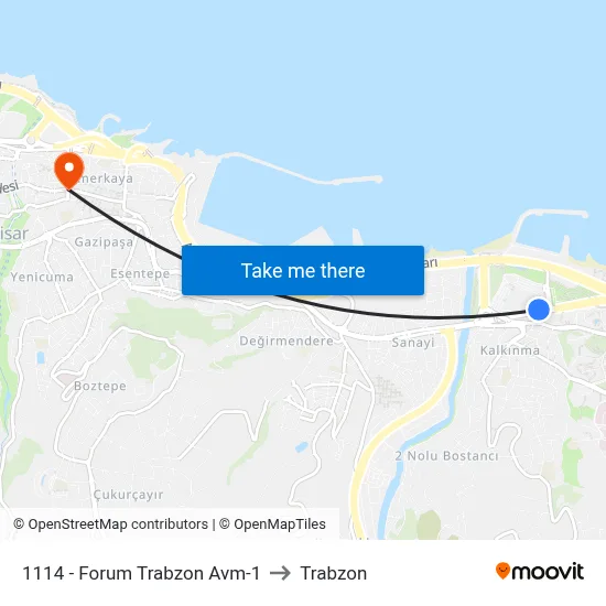 1114 - Forum Trabzon Avm-1 to Trabzon map