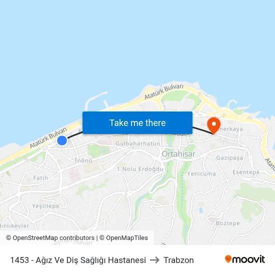 1453 - Ağız Ve Diş Sağlığı Hastanesi to Trabzon map