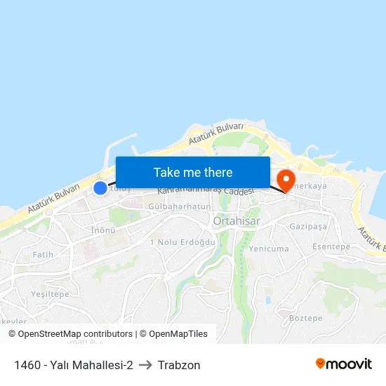 1460 - Yalı Mahallesi-2 to Trabzon map