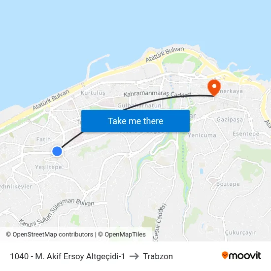 1040 - M. Akif Ersoy Altgeçidi-1 to Trabzon map
