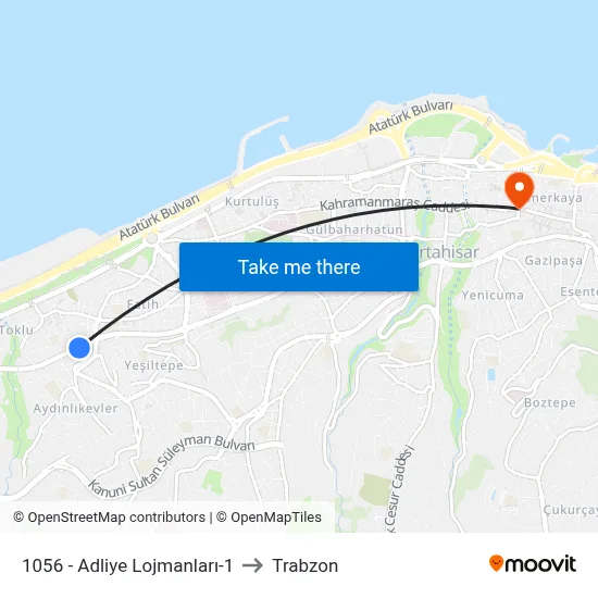 1056 - Adliye Lojmanları-1 to Trabzon map