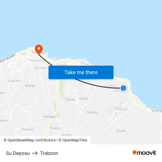 Su Deposu to Trabzon map