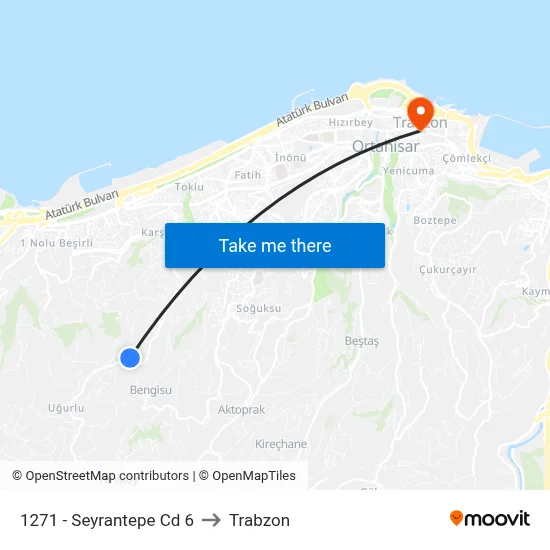 1271 - Seyrantepe Cd 6 to Trabzon map
