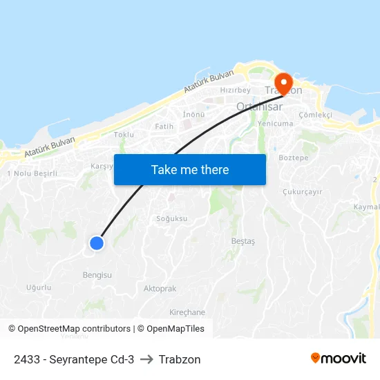 2433 - Seyrantepe Cd-3 to Trabzon map