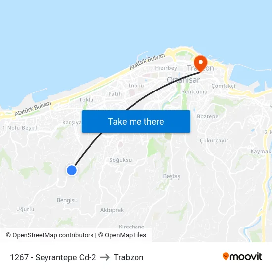 1267 - Seyrantepe Cd-2 to Trabzon map