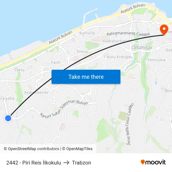 2442 - Piri Reis İlkokulu to Trabzon map