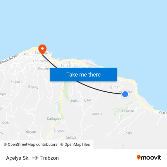 Açelya Sk. to Trabzon map