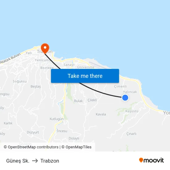 Güneş Sk. to Trabzon map