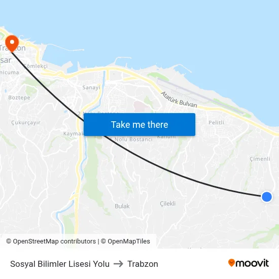 Sosyal Bilimler Lisesi Yolu to Trabzon map