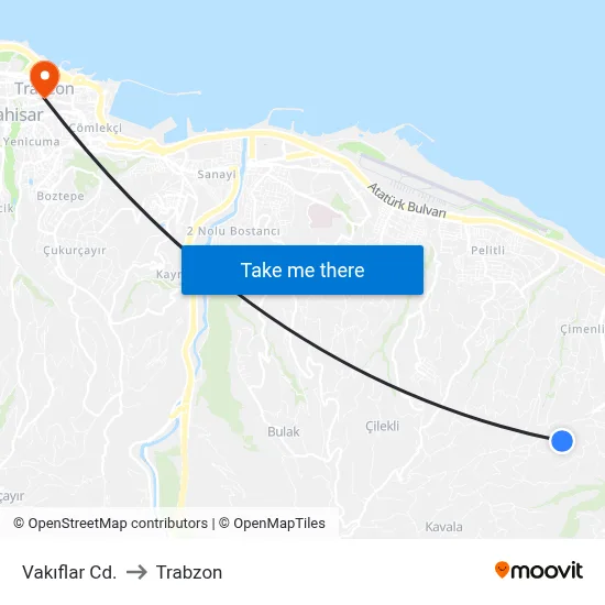 Vakıflar Cd. to Trabzon map