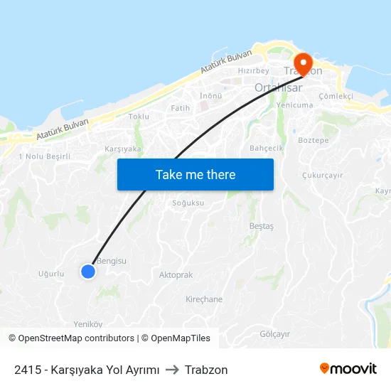 2415 - Karşıyaka Yol Ayrımı to Trabzon map
