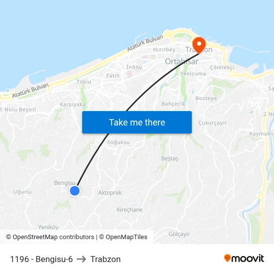 1196 - Bengisu-6 to Trabzon map