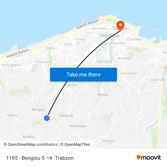 1195 - Bengisu-5 to Trabzon map