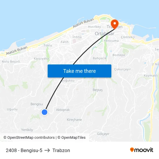 2408 - Bengisu-5 to Trabzon map