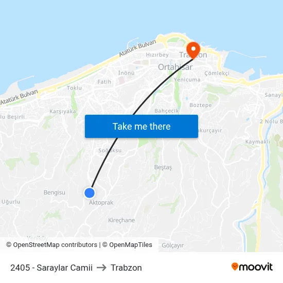 2405 - Saraylar Camii to Trabzon map