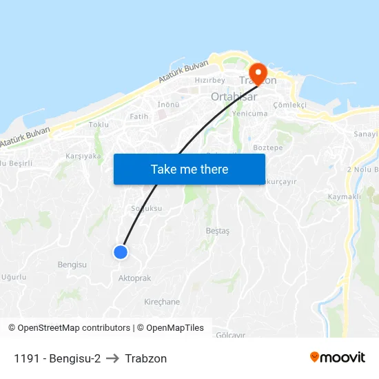 1191 - Bengisu-2 to Trabzon map