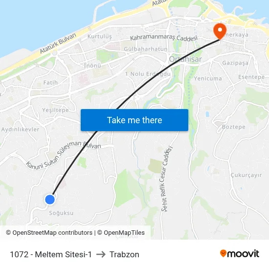 1072 - Meltem Sitesi-1 to Trabzon map