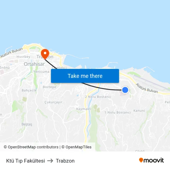 Ktü Tıp Fakültesi to Trabzon map
