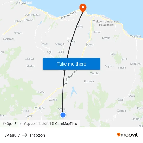 Atasu 7 to Trabzon map