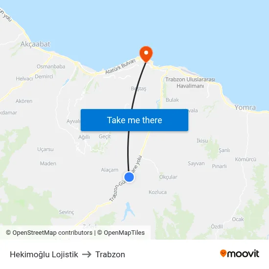 Hekimoğlu Lojistik to Trabzon map