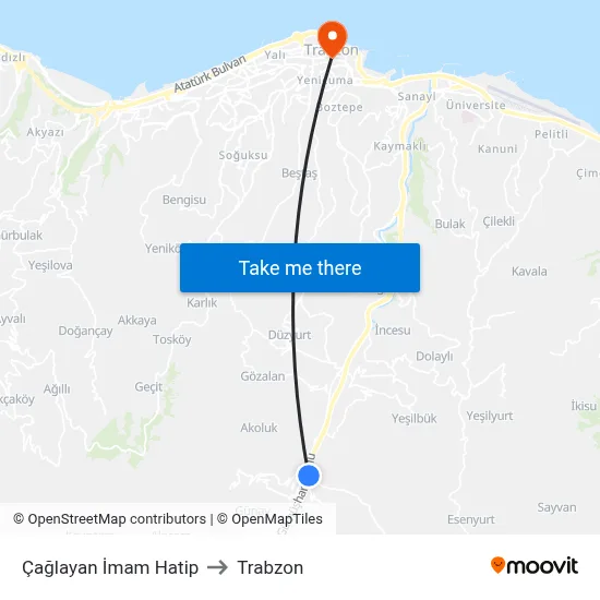 Çağlayan İmam Hatip to Trabzon map