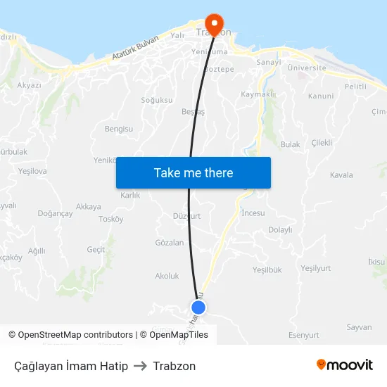 Çağlayan İmam Hatip to Trabzon map