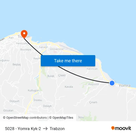 5028 - Yomra Kyk-2 to Trabzon map