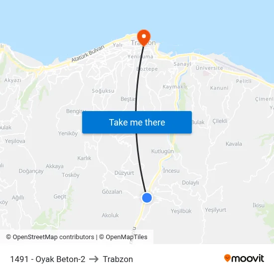 1491 - Oyak Beton-2 to Trabzon map