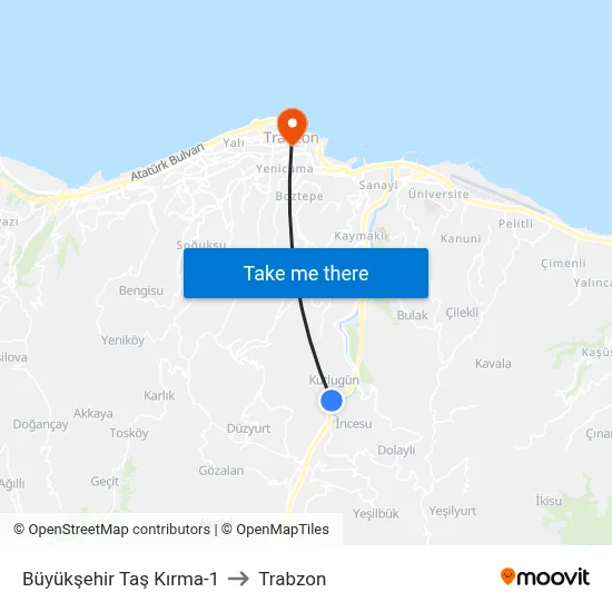 Büyükşehir Taş Kırma-1 to Trabzon map