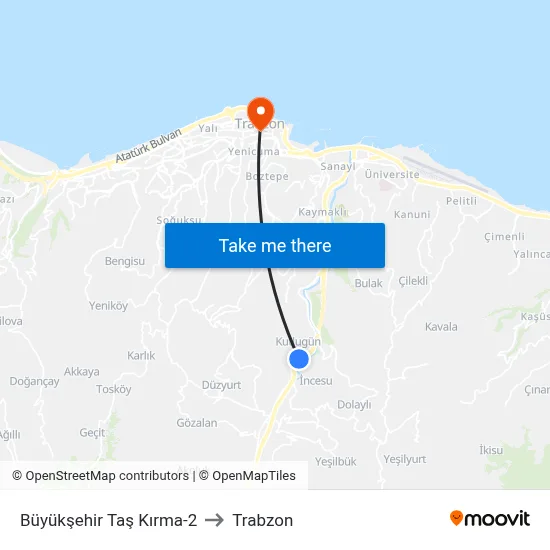 Büyükşehir Taş Kırma-2 to Trabzon map