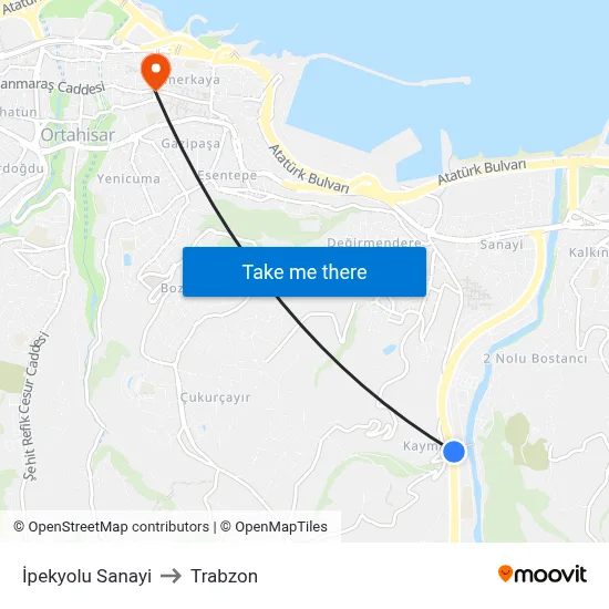 İpekyolu Sanayi to Trabzon map